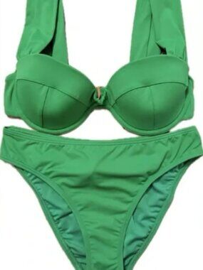 Kate Spade New York Green (Fern Moss) Shirred Underwire 2-PC Bikini Size: S NWT